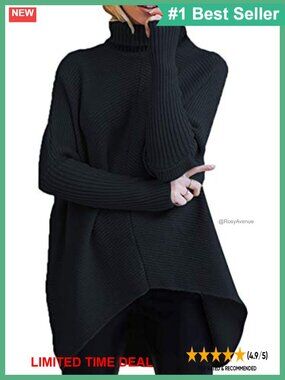 Oversized Turtleneck Sweater Batwing Long Sleeve Tunic Pullover